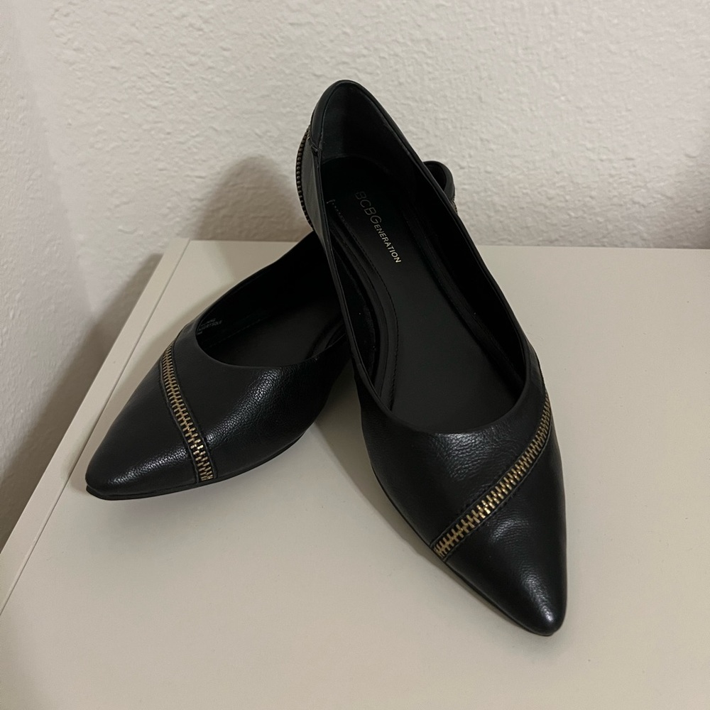 BCBGeneration Helena Pointed Toe Zipper Flats